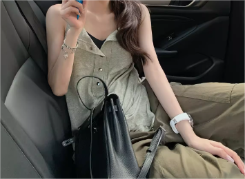 松弛肌理感排扣无袖背心女夏慵懒风休闲宽松显瘦松弛感针织背心