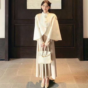 秋冬新款双面呢羊毛斗篷大衣女短款宽松显瘦披肩外套