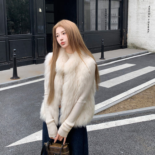 MISSZHANG车条狐狸毛皮草马甲