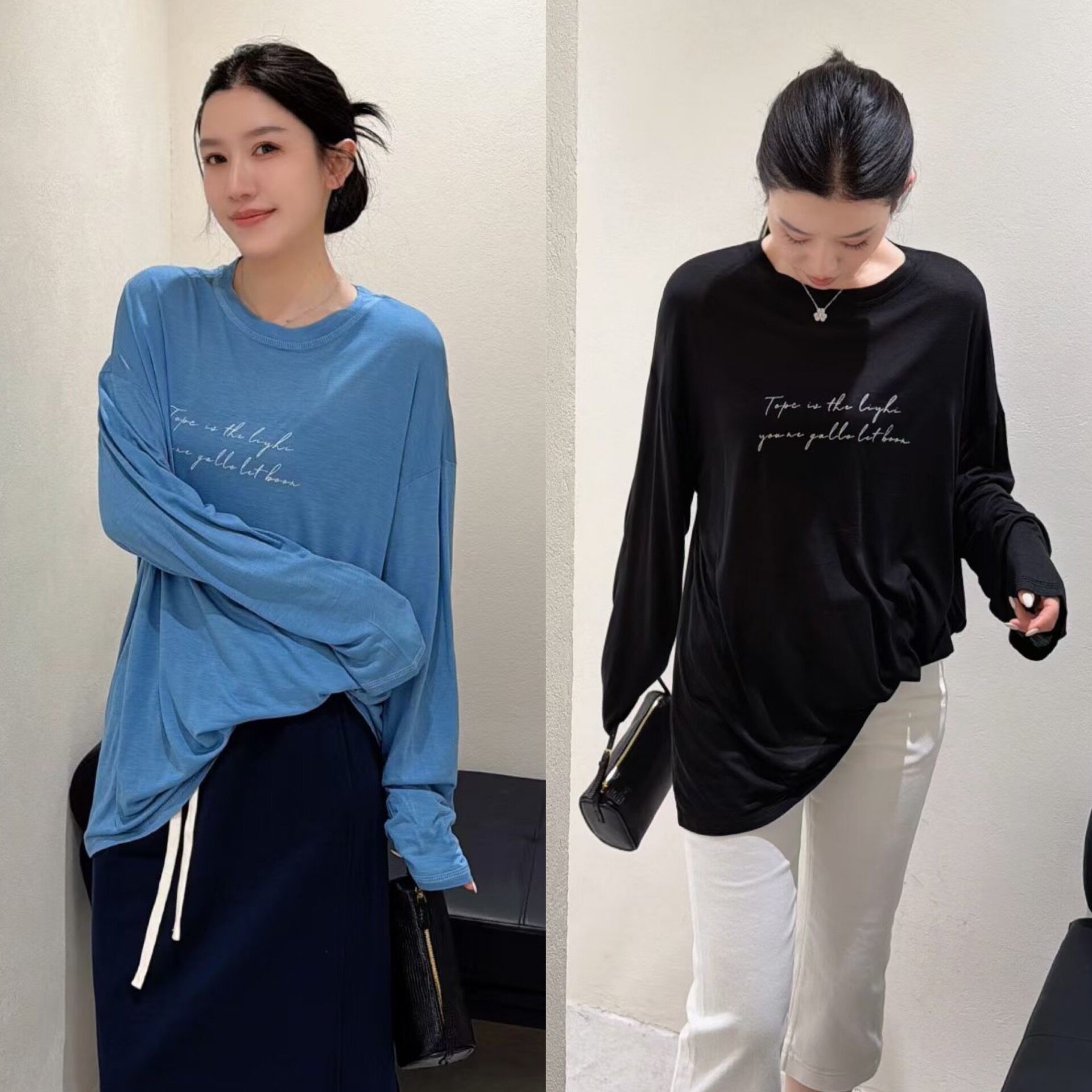 欧洲站2026夏季新款圆领洋气字母印花长袖慵懒防晒面膜衣T恤女潮