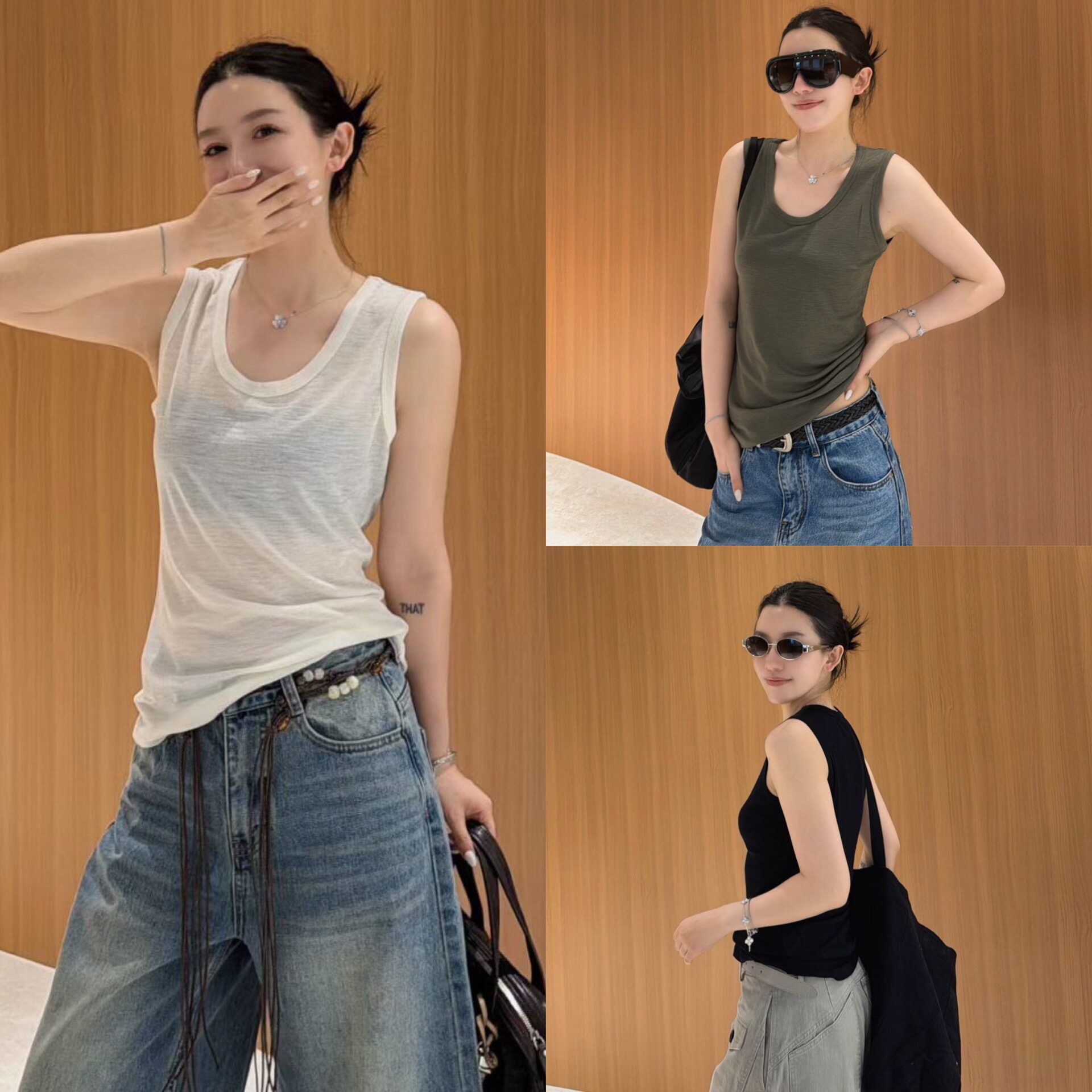 欧洲站2026夏季洋气纯色U领亲肤舒适百搭无袖欧货T恤背心打底衫女