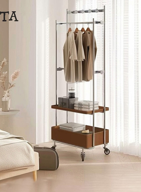 意式衣架落地衣帽架小型卧室床边收纳架可移动置物架金属挂衣架