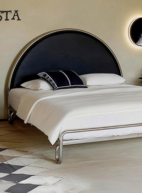 中古床实木床不锈钢金属包豪斯铁艺双人床卧室简易现代复古铁架床