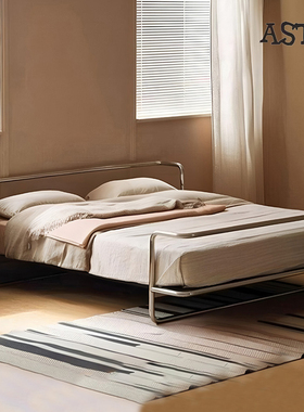 极简设计不锈钢工业风金属床包豪斯双人床轻奢中古风主卧无甲醛床