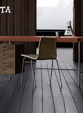 中古风书桌带不锈钢电脑办公桌储物抽屉轻奢现代写字长方形工作台