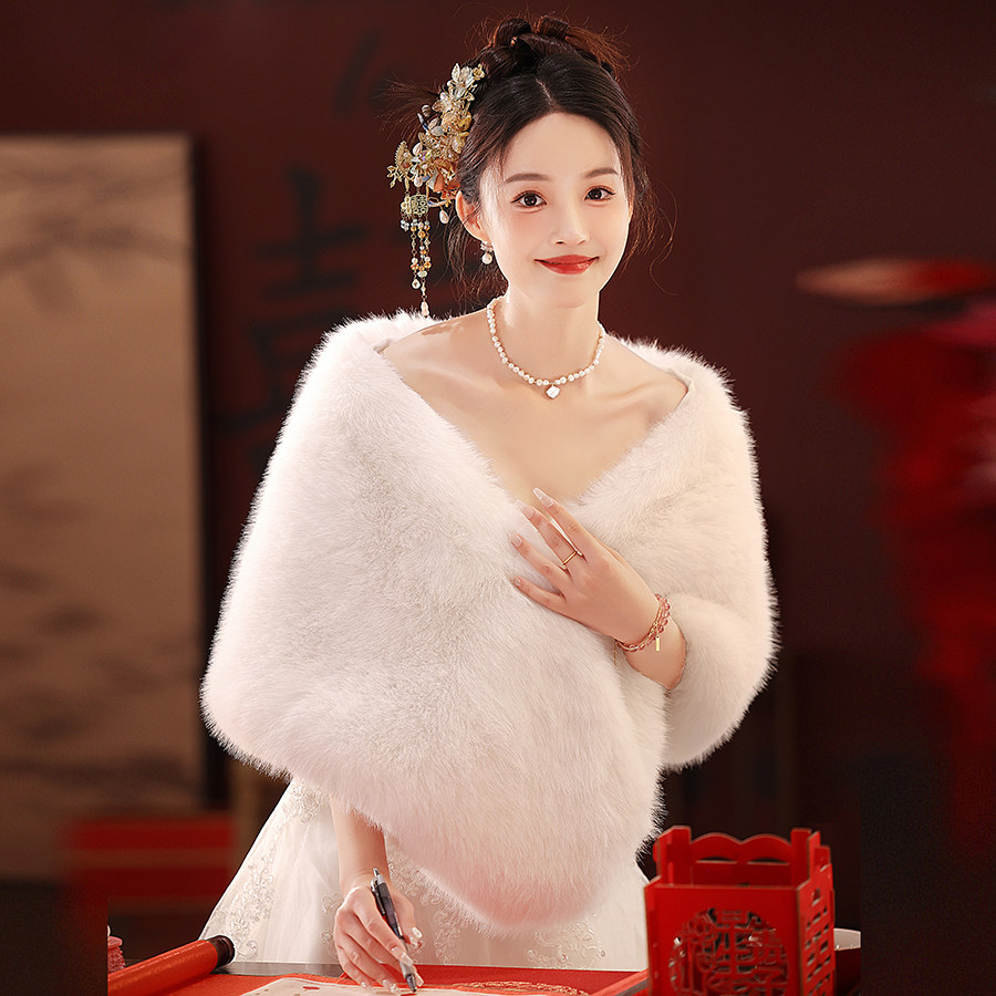 婚纱毛披肩加厚保暖皮草