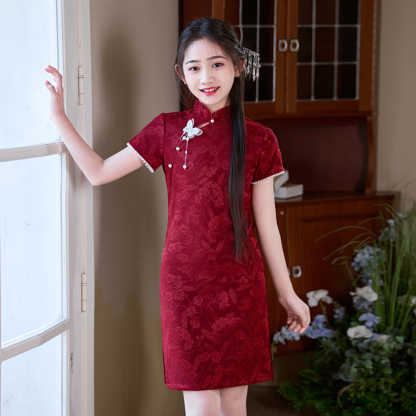 儿童新中式红色旗袍夏季2026新款中国风改良女童连衣裙薄款演出服