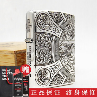 正品zippo煤油打火机正版 纯银盔甲五面精雕 启示录 天启四骑士