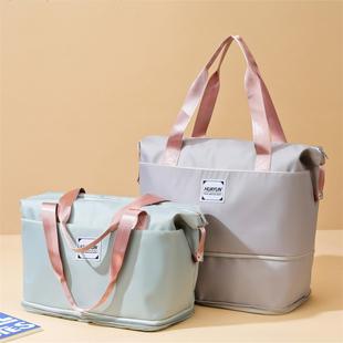 旅行箱上放的包可套拉杆上附加大容量折叠收纳轻便干湿分离健身袋