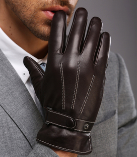 WARMEN真皮手套男青年冬加绒加厚保暖骑摩托车开车触屏羊皮N009