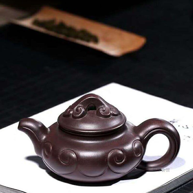 宜兴紫砂壶纯全手工名家正宗军德堂许莘梓乌金砂仿古如意茶壶茶具