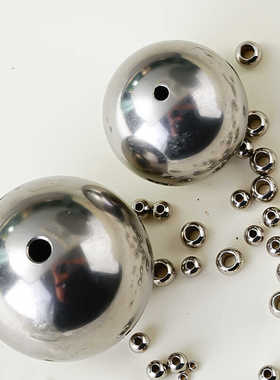 实心不锈打孔钢球带孔钢珠钻孔钢球穿孔圆珠通孔有孔球DIY饰品球