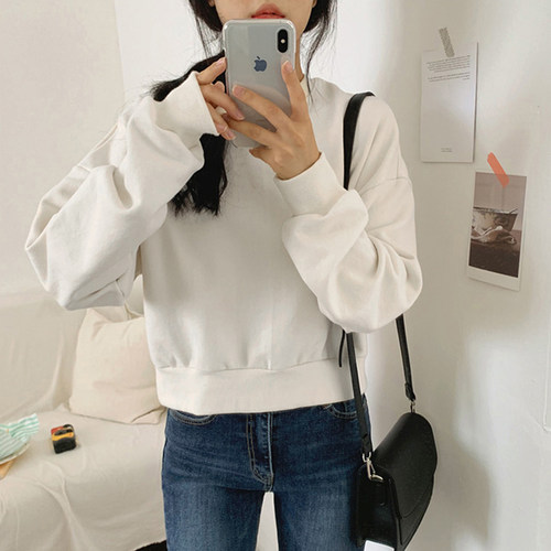 ins超火短款无帽卫衣宽松韩版潮