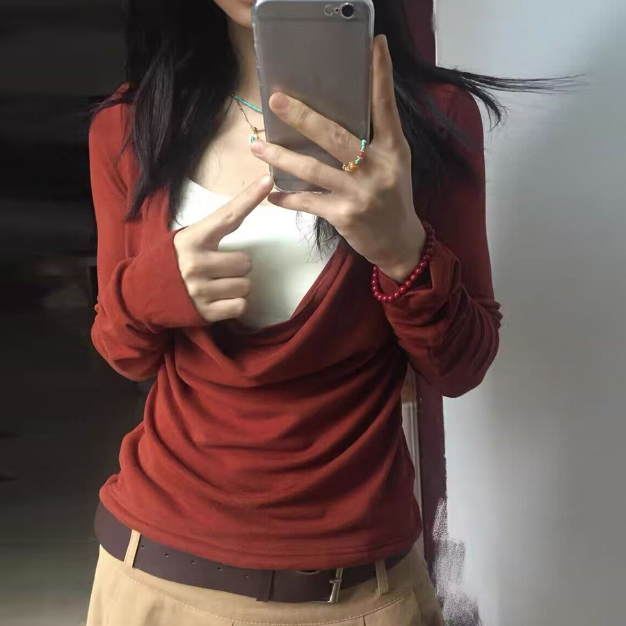 假两件设计感长袖T恤女秋季韩版