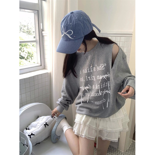 立体蝴蝶结镂空设计感小众卫衣女春秋薄款学生宽松潮韩版长袖上衣