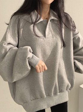 bf慵懒风Polo翻领长袖卫衣女春秋