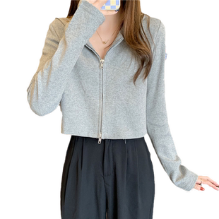 连帽卫衣女潮ins早秋薄款宽松韩版学生短款长袖开衫双拉链上衣潮