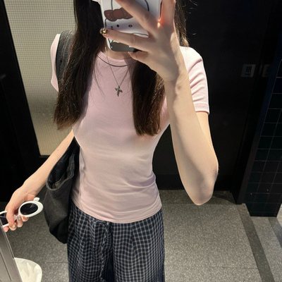 辣妹紧身收腰短袖T恤女夏季韩版