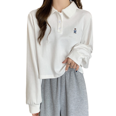 polo短款长袖春秋季韩版宽松学生