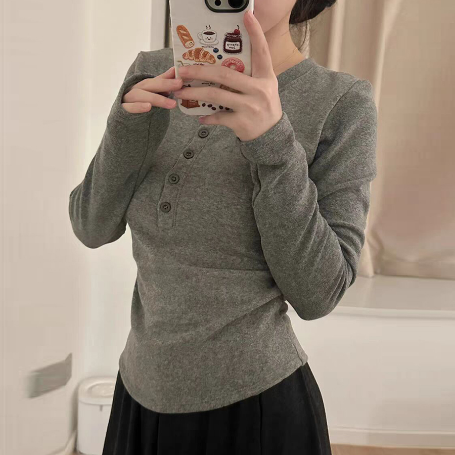 德绒磨毛保暖长袖T恤女秋冬韩版