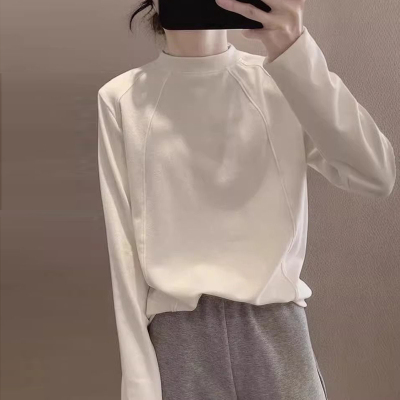 德绒磨毛保暖长袖打底衫女秋冬