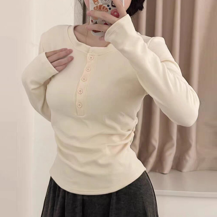 韩系高级感长袖T恤女秋冬季磨毛德绒打底衫内搭修身韩版辣妹上衣,女装/女士精品,T恤,淘宝优惠券,粉丝福利购,淘宝优惠卷