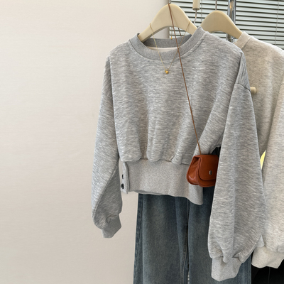 早秋收腰显瘦长袖卫衣女宽松薄款