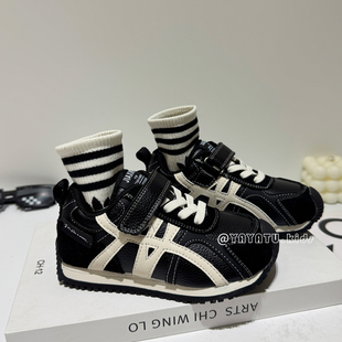 2025秋冬新款男童运动鞋真皮阿甘鞋软底儿童加绒二棉女童休闲鞋