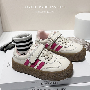 春秋女童小白鞋真皮儿童德训鞋2026新款春秋男童运动鞋软底板鞋