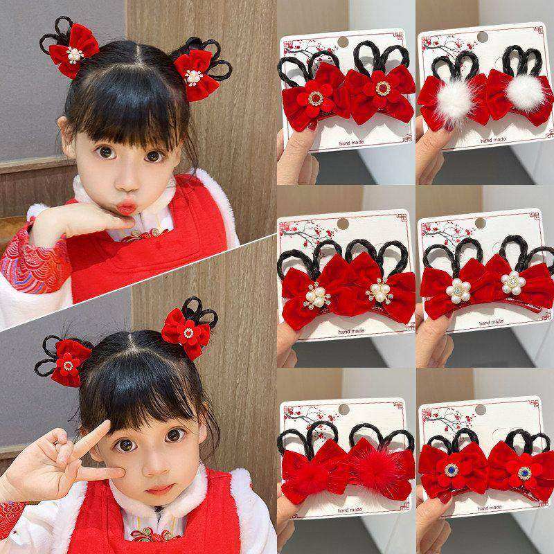 新年女童头饰儿童发夹宝宝珍珠蝴蝶结假发发卡过年拜年小女孩发饰,饰品/流行首饰/时尚饰品新,发饰,淘宝优惠券,粉丝福利购,淘宝优惠卷