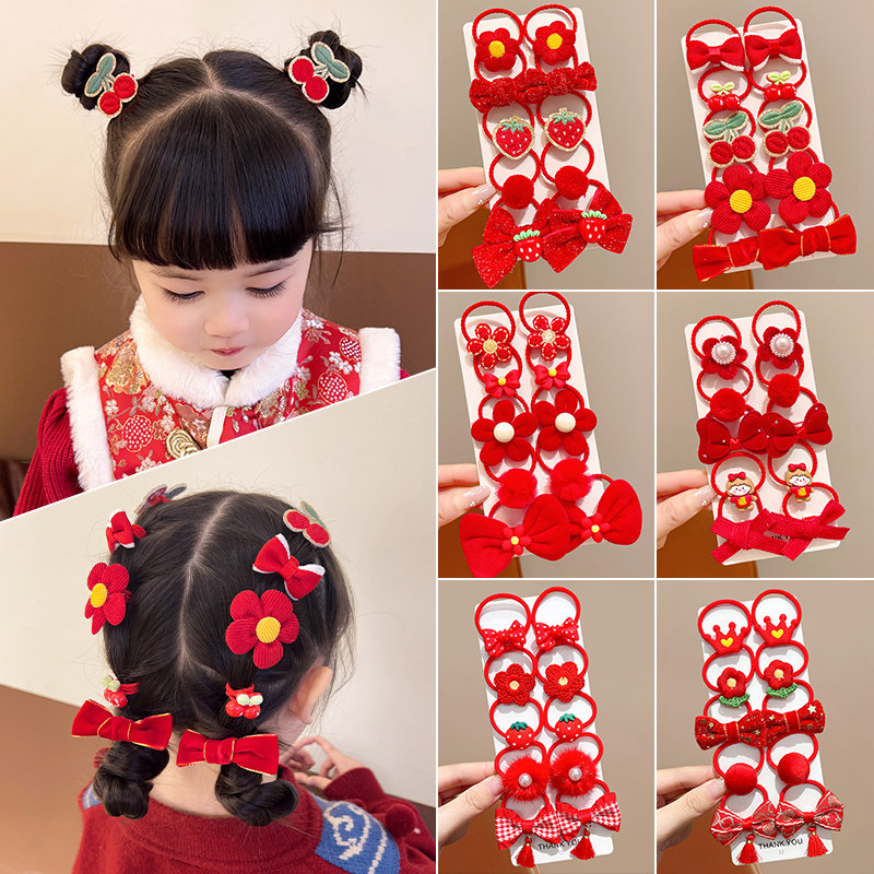 新年红色蝴蝶结发圈2025新款儿童卡通丸子头发绳过年女童红色发饰,饰品/流行首饰/时尚饰品新,发饰,淘宝优惠券,粉丝福利购,淘宝优惠卷