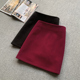 黑色毛呢半身裙秋冬女2025新款 半裙红色高腰a字短裙包臀裙子 冬季