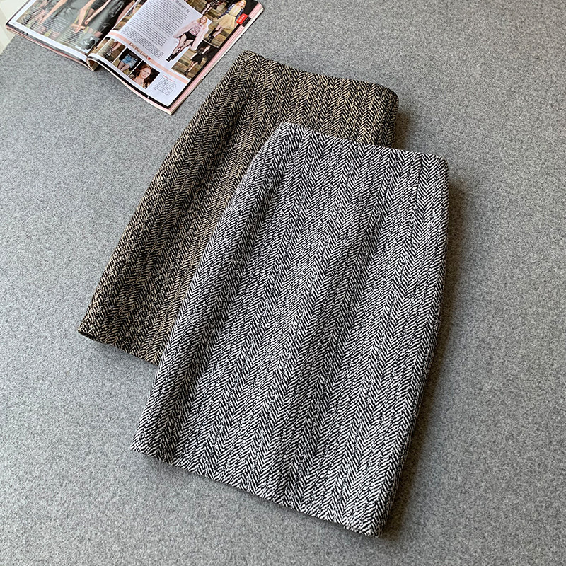 半身裙女后开叉灰色毛呢短裙2025秋冬新高腰包臀裙显瘦A字裙半裙,女装/女士精品,半身裙,淘宝优惠券,粉丝福利购,淘宝优惠卷