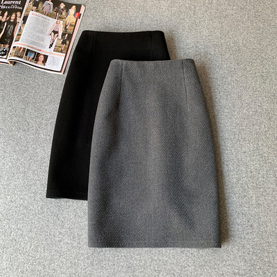 后开叉包臀裙短裙灰色西装半身裙