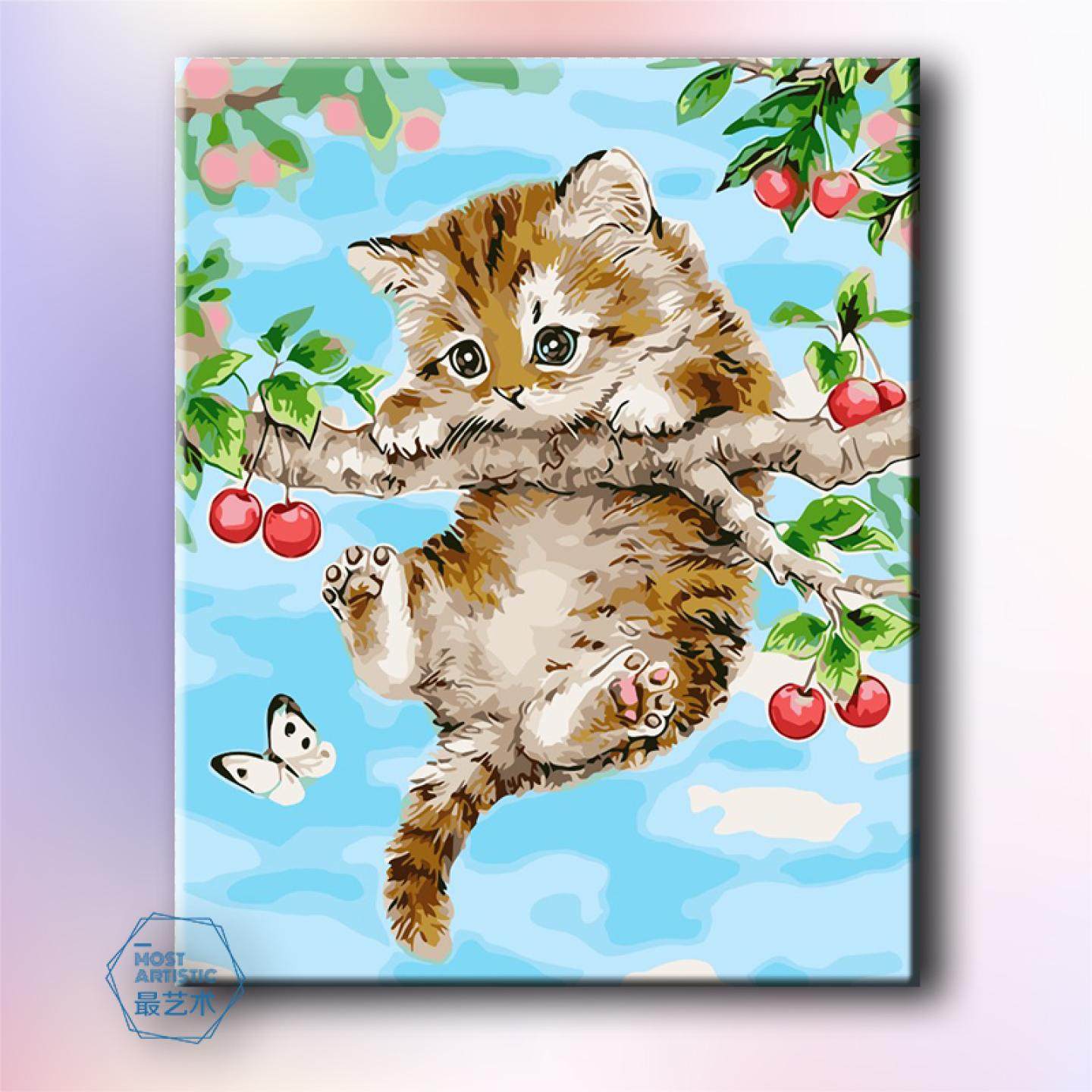 diy数字油画动物可爱小猫咪油彩画手绘填色治愈礼物丙烯数字油画,家居饰品,DIY/数字油画,淘宝优惠券,粉丝福利购,淘宝优惠卷