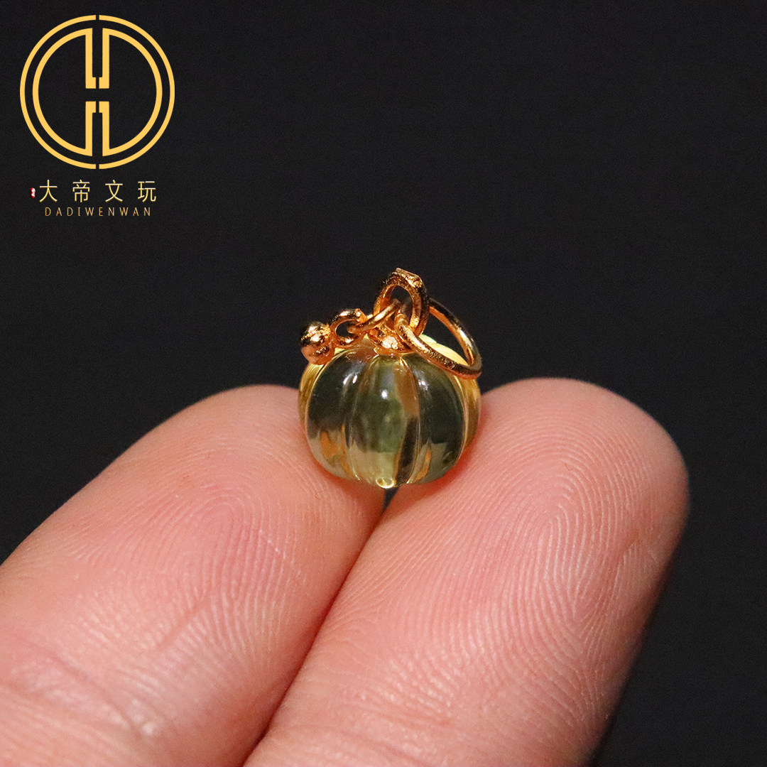 银镀金纯银925蜜蜡琥珀南瓜挂件提溜吊坠手串手链编绳diy文玩配饰