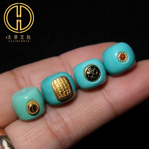 优化绿松蒙松镶嵌老型桶珠顶腰珠隔珠菩提手串长串108diy文玩配饰