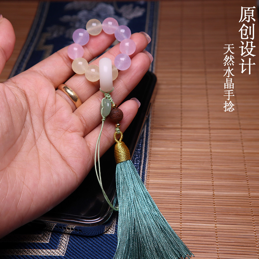 天然水晶手捻吊坠挂件古风配饰
