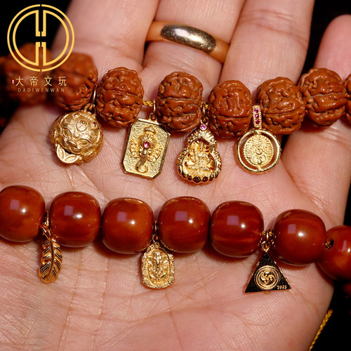 银镀金纯银925貔貅象神无相佛侧挂提溜挂件手链编绳diy文玩配饰