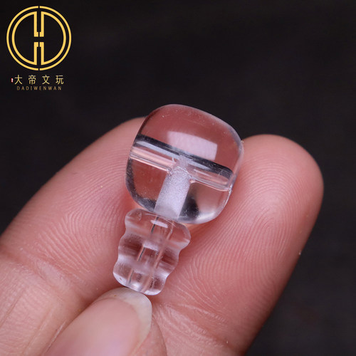 天然白水晶分体三通佛头金刚星月菩提手串饰品diy文玩配饰配件