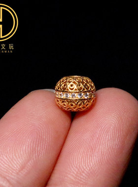 纯银925银镀金并蒂莲桶珠隔珠散珠手工串珠编绳diy文玩配饰配件