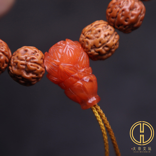 天然原矿南红玛瑙莲花三通佛头金刚星月菩提手串长串diy文玩配饰