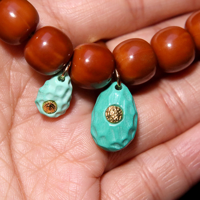 优化绿松蒙松镶嵌陨石款卡子侧挂金刚星月菩提手串diy文玩配饰