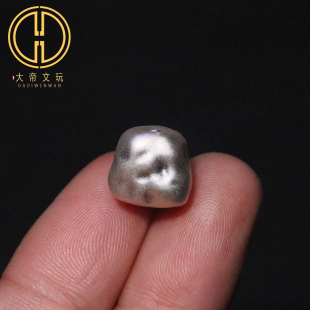 S999足银纯银不规则石头型光面散珠隔珠桶珠diy编绳手链串珠配件