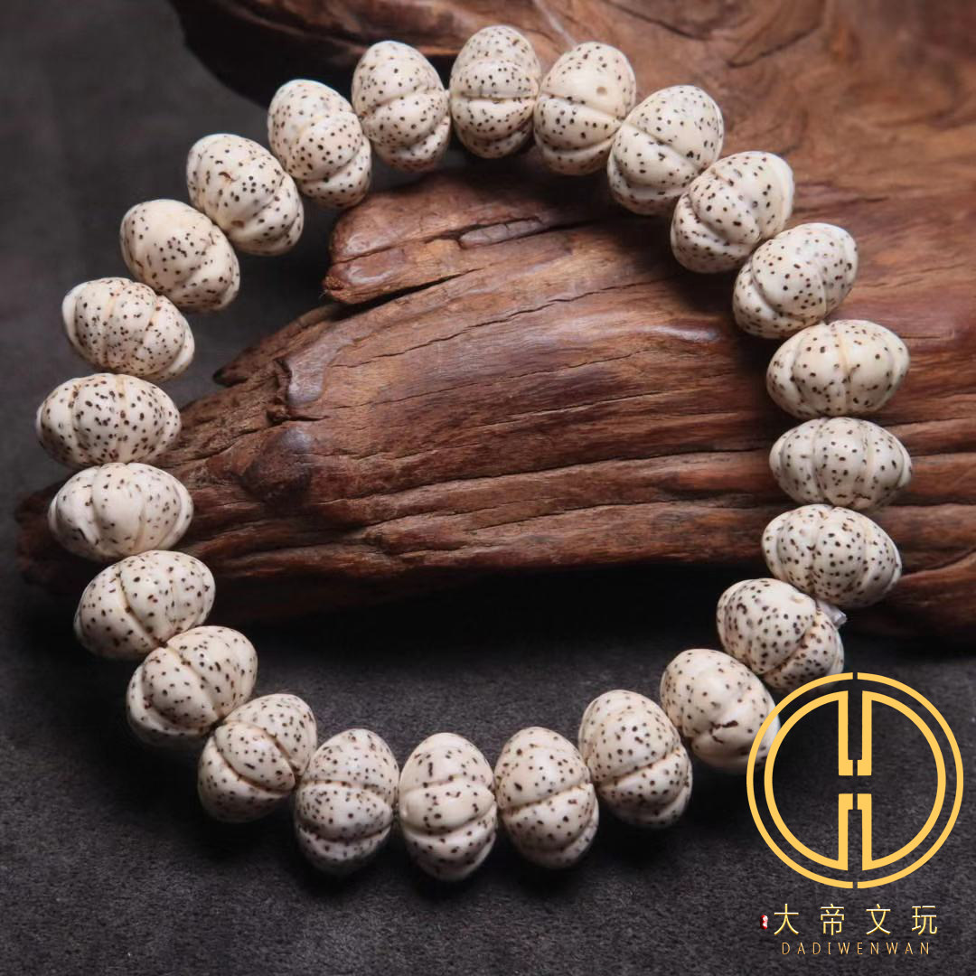 海南原生态顺白星月菩提单圈瓜珠手串手链大尺寸佛珠男女配饰