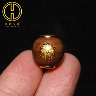 纯银s925天然沉香木镶嵌莲花桶珠隔珠散珠菩提手串手链diy配饰