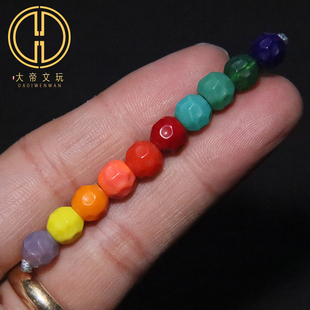 雪巴琉璃彩虹无相珠顶腰珠隔珠藏式老料器菩提手串长串文玩配饰