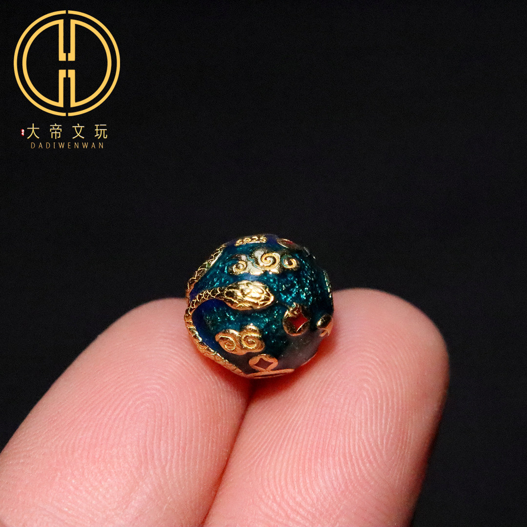 银镀金925纯银彩绘铜钱蛇隔珠圆珠散珠菩提手串编绳diy文玩配饰