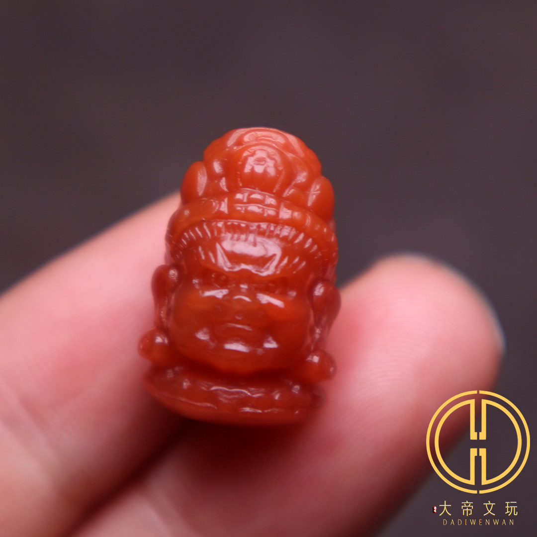 南红黄财神大黑天背云侧挂配饰