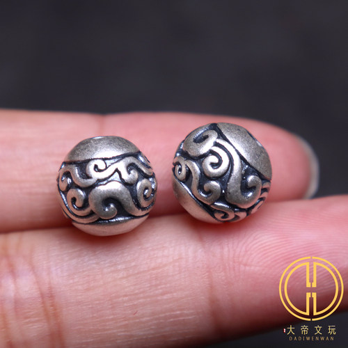 足银回纹顶腰珠隔珠diy文玩配饰